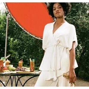 Simon Miller Lono Kimono White Belted Size S Soft Modal Blend Terry Cloth EUC